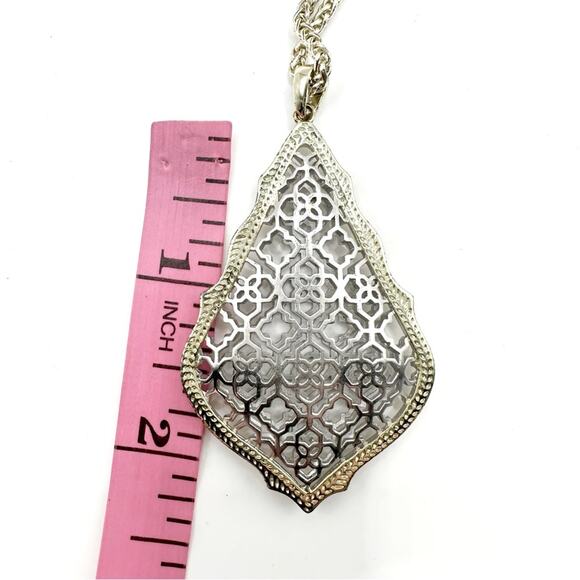 Kendra Scott AIDEN Necklace Gold Silver Filigree Long Chain Two Tone Metal Boho - Picture 8 of 14